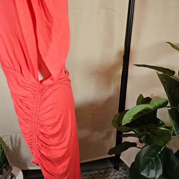 NWT Free People Lakeside Ruched Slit Dress Color Bella Rose Size Large - Picture 6 of 12